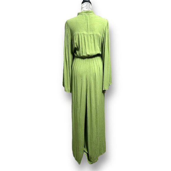 Eloquii Green Pleated Crepe Jumpsuit Wide Leg Resort Wedding Guest Size 18/20 - Picture 11 of 11